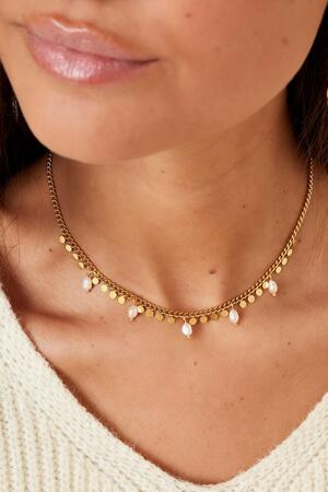 Halskette mit Perlen und Kreisen Gold Edelstahl h5 Bild3
